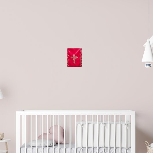 Sacred Crimson: Embroidered Orthodox Cross Poster (Kinderzimmer 2)