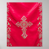 Sacred Crimson: Embroidered Orthodox Cross Poster (Vorne)