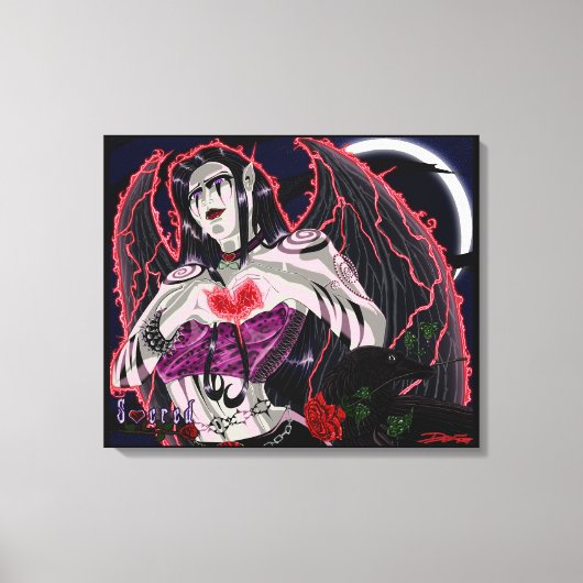 Sacred - Der dunkle Engel stickte Leinendrucke Leinwanddruck (Vorderseite)