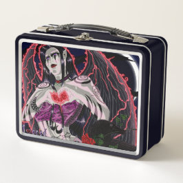 "Sacred" Dunkler Engel mit Logo Metall Brotdose