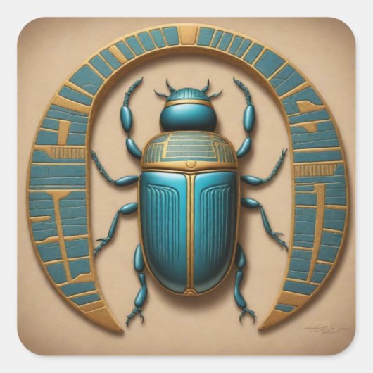 Sacred Egyptian Scarab Quadratischer Aufkleber (Vorderseite)