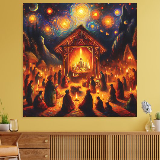 Sacred Fire Beneath the Starry Night Leinwanddruck (Insitu (Wohnzimmer))