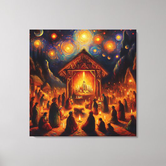 Sacred Fire Beneath the Starry Night Leinwanddruck (Vorderseite)