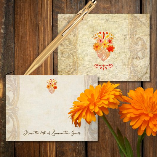 Sacred Floral Heart Mexican Baroque Muse Mitteilungskarte