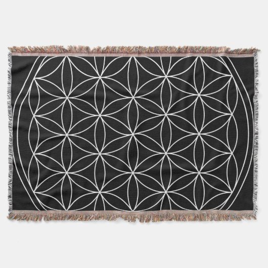 Sacred Geometry : Blume des Lebens Schwarz & Weiß Decke (Vorderseite)