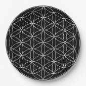 Sacred Geometry : Blume des Lebens Schwarz & Weiß Pappteller (Vorderseite)