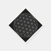 Sacred Geometry : Blume des Lebens Schwarz & Weiß Serviette (Ecke)