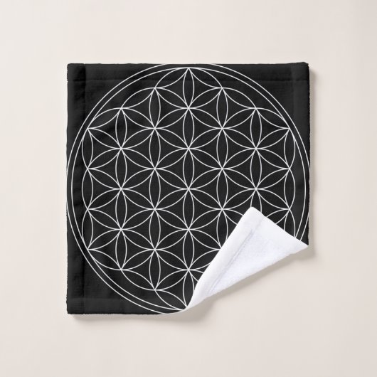 Sacred Geometry : Blume des Lebens Schwarz & Weiß Waschlappen (Waschlappen)
