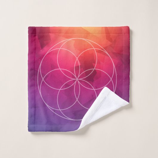 Sacred Geometry Bright Polygons Badhandtuch Set (Waschlappen)