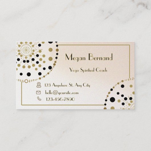 Sacred Geometry Gold & Black Yoga Spiritueller Coa Visitenkarte (Rückseite)
