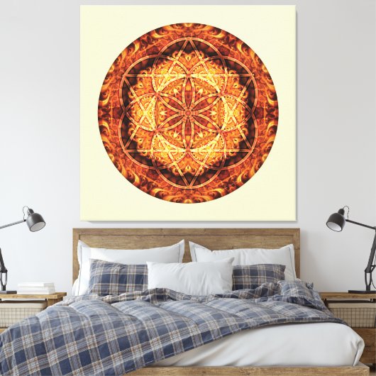 Sacred Geometry Mandala 3 Stretched Canvas Print Leinwanddruck (Insitu (Schlafzimmer))