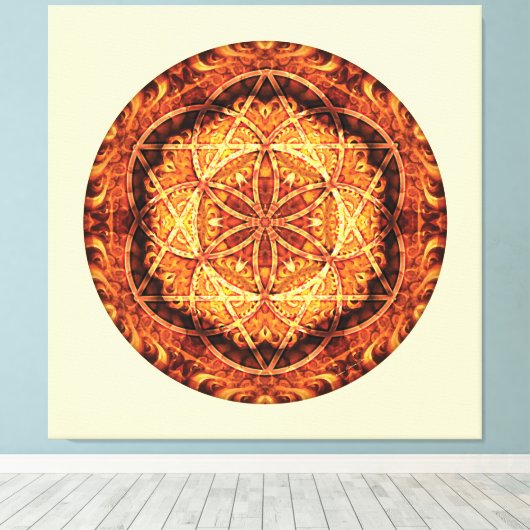 Sacred Geometry Mandala 3 Stretched Canvas Print Leinwanddruck (Insitu (Holzboden))