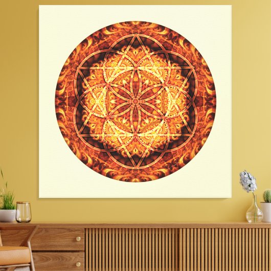 Sacred Geometry Mandala 3 Stretched Canvas Print Leinwanddruck (Insitu (Wohnzimmer))