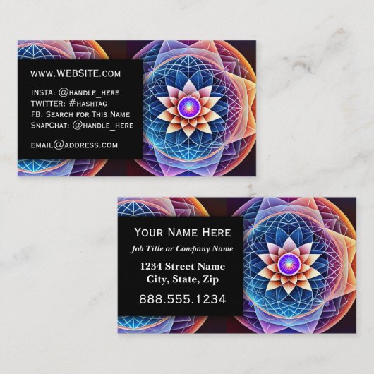 Sacred Geometry Mandala Berufliche Führungskraft Visitenkarte (Vorne/Hinten)