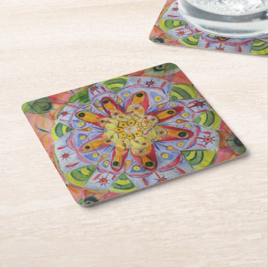 Sacred Geometry Mandala Custom Square Untersetzer (angewinkelt)