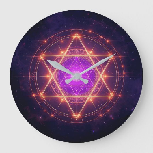 Sacred Geometry Mandala – Light Within the Cosmos Große Wanduhr (Vorderseite)
