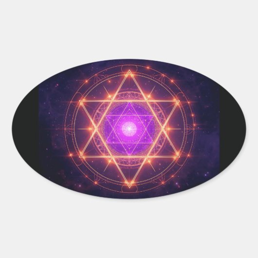 Sacred Geometry Mandala – Light Within the Cosmos Ovaler Aufkleber (Vorderseite)