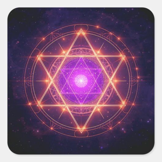 Sacred Geometry Mandala – Light Within the Cosmos Quadratischer Aufkleber (Vorderseite)