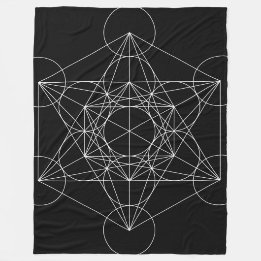 Sacred Geometry: Metatron's Cube Black & White Fleecedecke (Vorderseite)