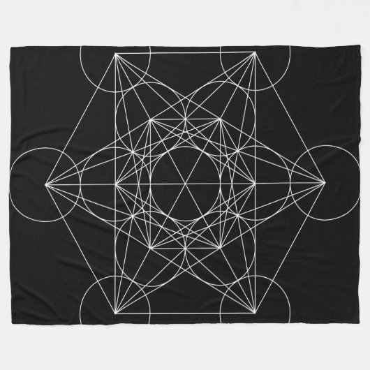 Sacred Geometry: Metatron's Cube Black & White Fleecedecke (Vorderseite (Horizontal))