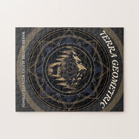 Sacred Geometry Nature Fusion • Mountains & Forest Puzzle (Horizontal)