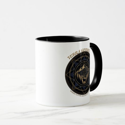 Sacred Geometry Nature Fusion • Mountains & Forest Tasse (VorderseiteRechts)