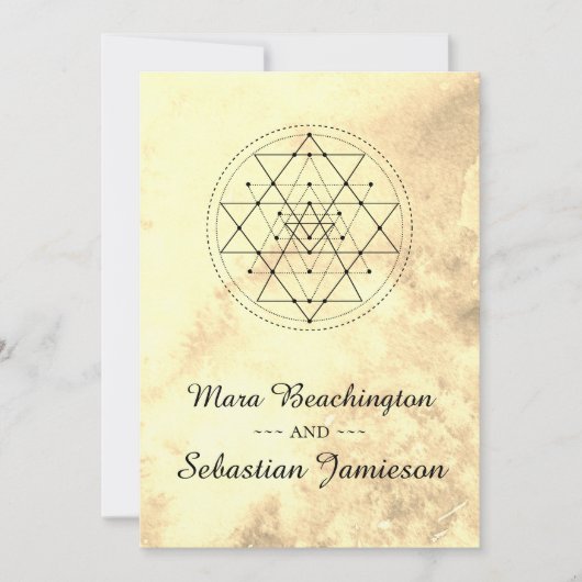*~* Sacred Geometry Sepia Wassercolor Hochzeit Einladung (Vorderseite)