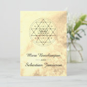 *~* Sacred Geometry Sepia Wassercolor Hochzeit Einladung (Stehend Vorderseite)