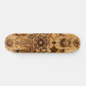 Sacred geometry skateboard, pryrography on wood skateboard (Horizontal)