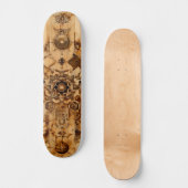 Sacred geometry skateboard, pryrography on wood skateboard (Vorderseite)