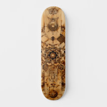Sacred geometry skateboard, pryrography on wood