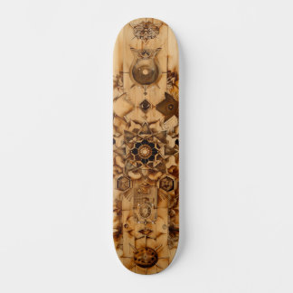 Sacred geometry skateboard, pryrography on wood skateboard