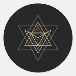 Sacred Geometry Star Tetrahedron Merkaba Runder Aufkleber