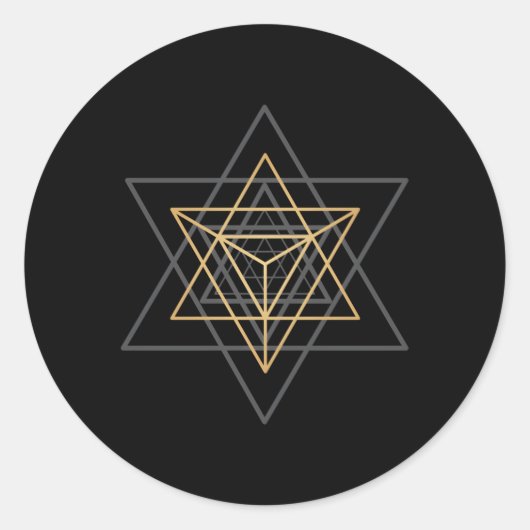 Sacred Geometry Star Tetrahedron Merkaba Runder Aufkleber (Vorderseite)