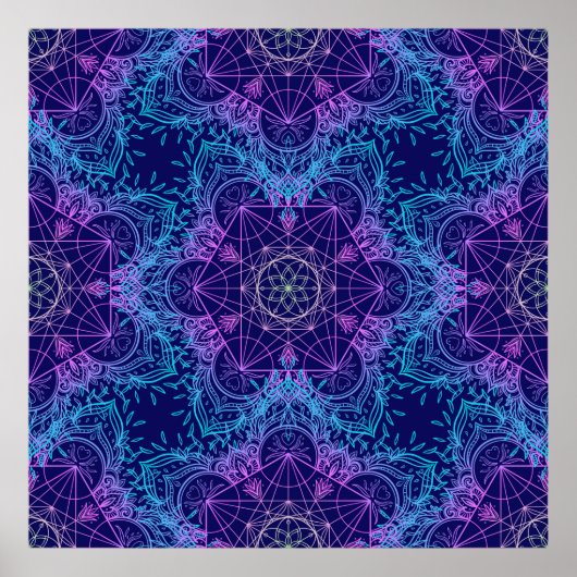 Sacred Geometry Symbols in Mandala nahtlos patter Poster (Vorne)
