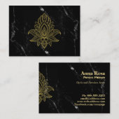 ~ Sacred Gold Hamsa Abstrakter weißer schwarzer Ma Visitenkarte (Vorne/Hinten)