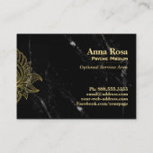 ~ Sacred Gold Hamsa Abstrakter weißer schwarzer Ma Visitenkarte (Rückseite)