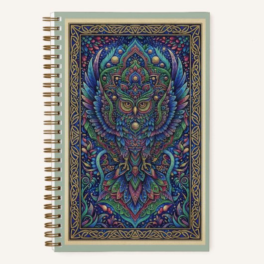 Sacred Guardian Owl Zentangle Totem Journal Notizblock (Vorderseite)