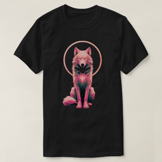 Sacred Halo Wolf Geometric Animal Art T-Shirt (Design vorne)