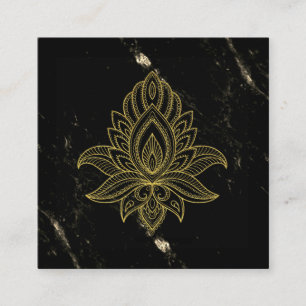 ~ Sacred Hamsa Gold Abstrakt Black Marble Quadratische Visitenkarte