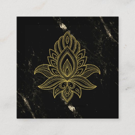 ~ Sacred Hamsa Gold Abstrakt Black Marble Quadratische Visitenkarte (Vorderseite)