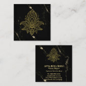 ~ Sacred Hamsa Gold Abstrakt Black Marble Quadratische Visitenkarte (Vorne/Hinten)
