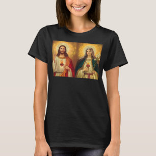 Sacred Heart and Immaculate Heart Picture Jesus an T-Shirt