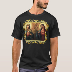 Sacred Heart and Immaculate Heart Picture Jesus an T-Shirt