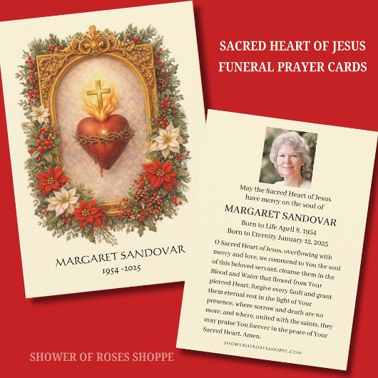 Sacred Heart Jesus Funeral Catholic Prayer Card Begleitkarte