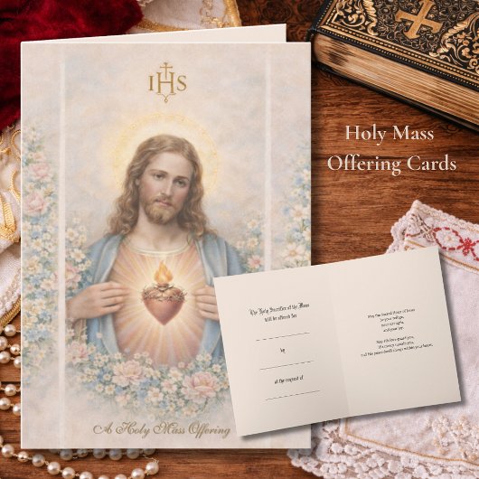 Sacred Heart of Jesus  Catholic Mass Offering Card Karte