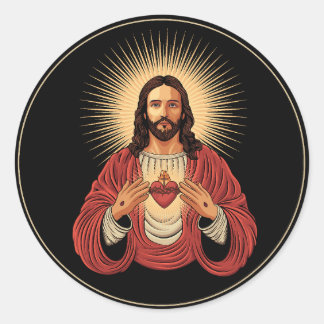 Sacred heart of Jesus Christ. Runder Aufkleber