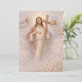 Sacred Heart of Jesus Cross Floral Angels (Stehend Vorderseite)