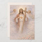 Sacred Heart of Jesus Cross Floral Angels (Vorne/Hinten)