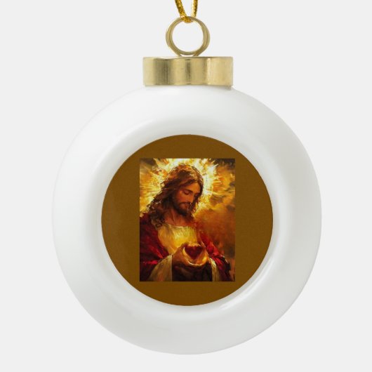 Sacred Heart of Jesus Keramik Kugel-Ornament (Vorderseite)